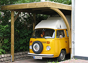 Carport 310x800 cm · Kiefer kdi · 1 Leimholzbogen · Pfostenlänge ca. 240 cm