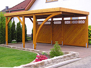 Carport 310x510 cm · Lärche · 1 Leimholzbogen · Massivzaun Ravenna