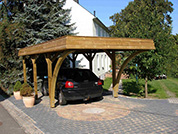 Carport 410x600 cm · Kiefer kdi · Schindelblende 2-reihig ohne Schindeln · 2 Leimholzbögen