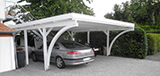 Carport 610x600 cm · Fichte · 2 Leimholzbögen · vom Kunden weiß gestrichen