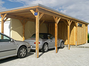 Carport 410x900 cm · Lärche · Abstellraum 300 cm