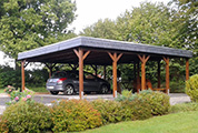 Carport 610x800 cm · Lärche · Schindelblende 2-reihig Echtschiefer